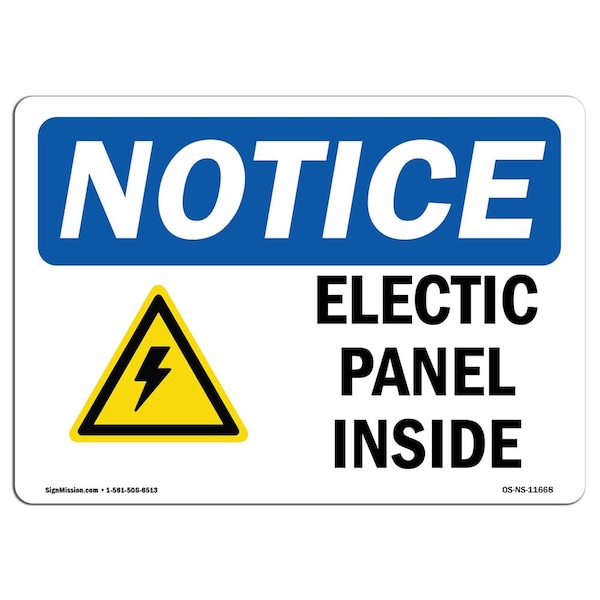 Sign, 3.5" H, Electrical Panel Inside Sign With Symbol, Landscape, NS-D-35-L-11668-10PK